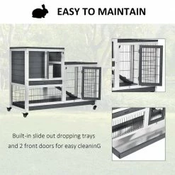 Grey Wooden Elevated Cage with Enclosed Run with Wheels, Ramp, Removable Tray Ideal by PawHut 11 Grey Wooden Elevated Cage with Enclosed Run with Wheels, Ramp, Removable Tray Ideal by PawHut -Cheap Bird & Wildlife Supplies Store pawhut beds cages d51 125 44 1000