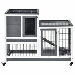Grey Wooden Elevated Cage with Enclosed Run with Wheels, Ramp, Removable Tray Ideal by PawHut 13 Grey Wooden Elevated Cage with Enclosed Run with Wheels, Ramp, Removable Tray Ideal by PawHut -Cheap Bird & Wildlife Supplies Store pawhut beds cages d51 125 76 1000
