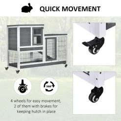 Grey Wooden Elevated Cage with Enclosed Run with Wheels, Ramp, Removable Tray Ideal by PawHut 12 Grey Wooden Elevated Cage with Enclosed Run with Wheels, Ramp, Removable Tray Ideal by PawHut -Cheap Bird & Wildlife Supplies Store pawhut beds cages d51 125 fa 1000