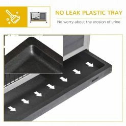 Grey Wooden Indoor Elevated Cage with No Leak Tray Enclosed Run with Wheels by PawHut -Cheap Bird & Wildlife Supplies Store pawhut beds cages d51 126gy 44 1000