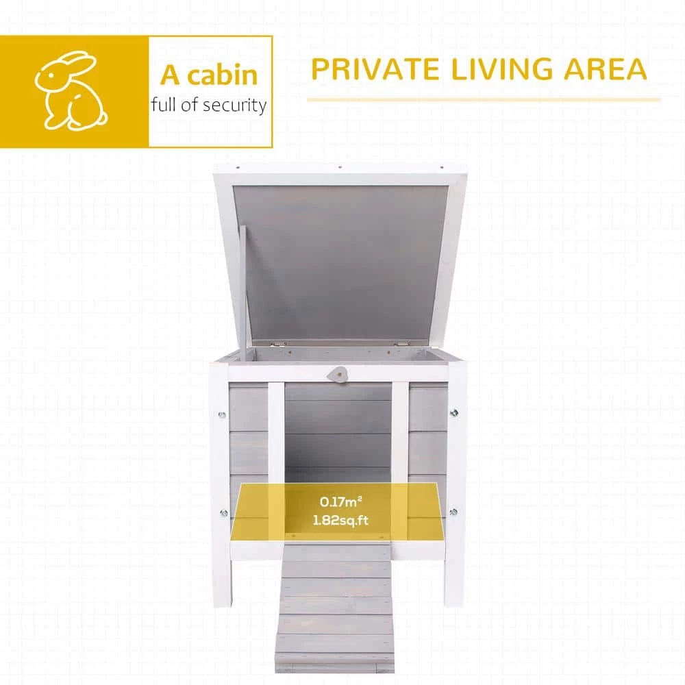 Wooden Grey Dog Cage Bunny Rabbit/Guinea Pig House - Small by PawHut 3 Wooden Grey Dog Cage Bunny Rabbit/Guinea Pig House - Small by PawHut - Image 3