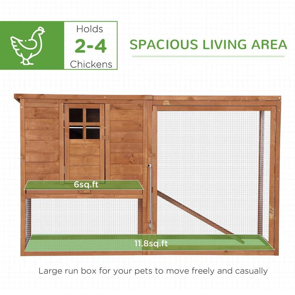 Large Natural Wood and Green 0.04 -Acre In-Ground Poultry Cage with Outdoor Run and Nesting Box by PawHut 3 Large Natural Wood and Green 0.04 -Acre In-Ground Poultry Cage with Outdoor Run and Nesting Box by PawHut - Image 3