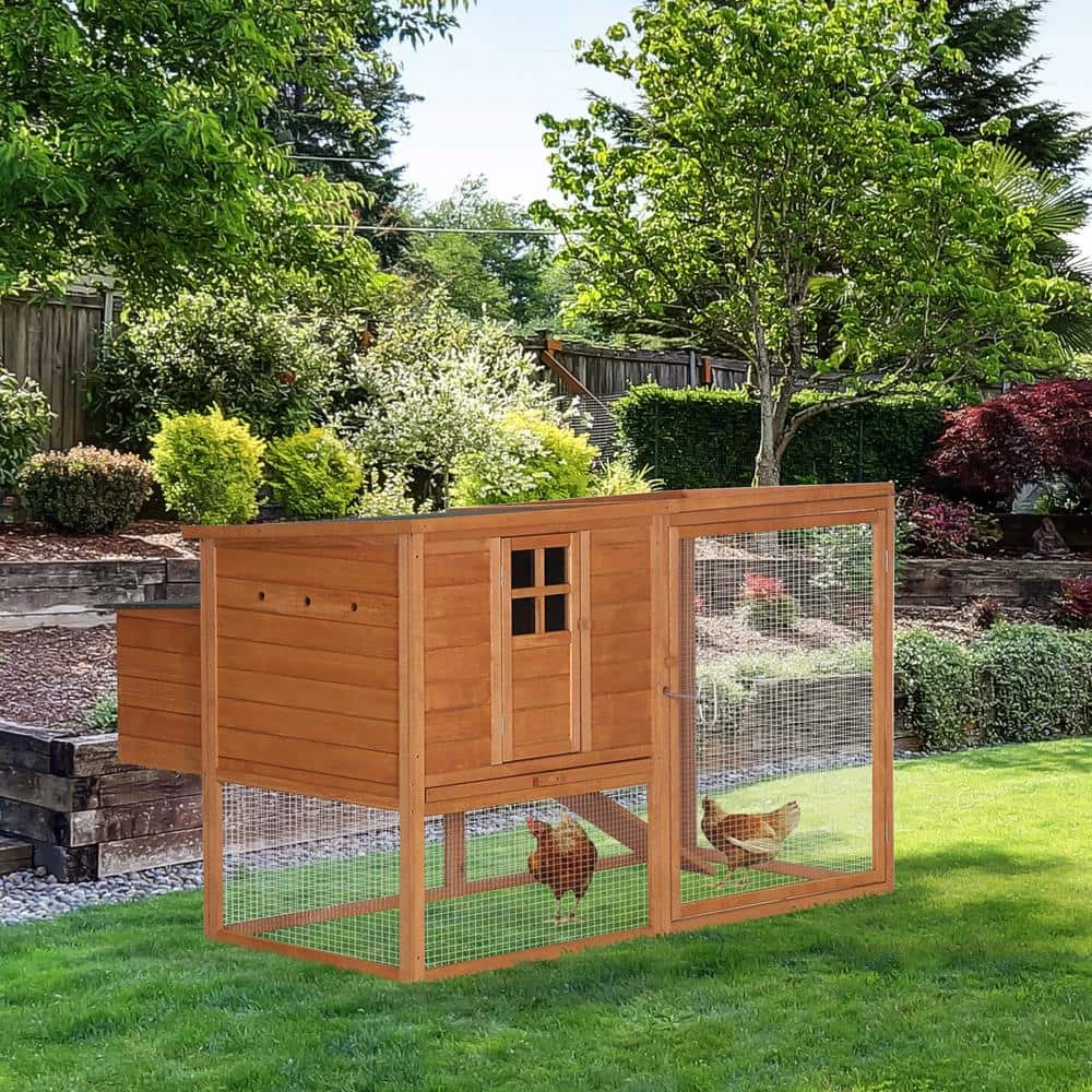Large Natural Wood and Green 0.04 -Acre In-Ground Poultry Cage with Outdoor Run and Nesting Box by PawHut 2 Large Natural Wood and Green 0.04 -Acre In-Ground Poultry Cage with Outdoor Run and Nesting Box by PawHut - Image 2