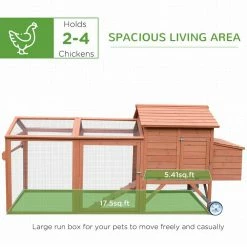 Natural Wooden 0.07-Acre In-Ground Poultry Cage with Wheels Outdoor Run and Nesting Box Natural by PawHut -Cheap Bird & Wildlife Supplies Store pawhut chicken coops d3 0025 4f 1000