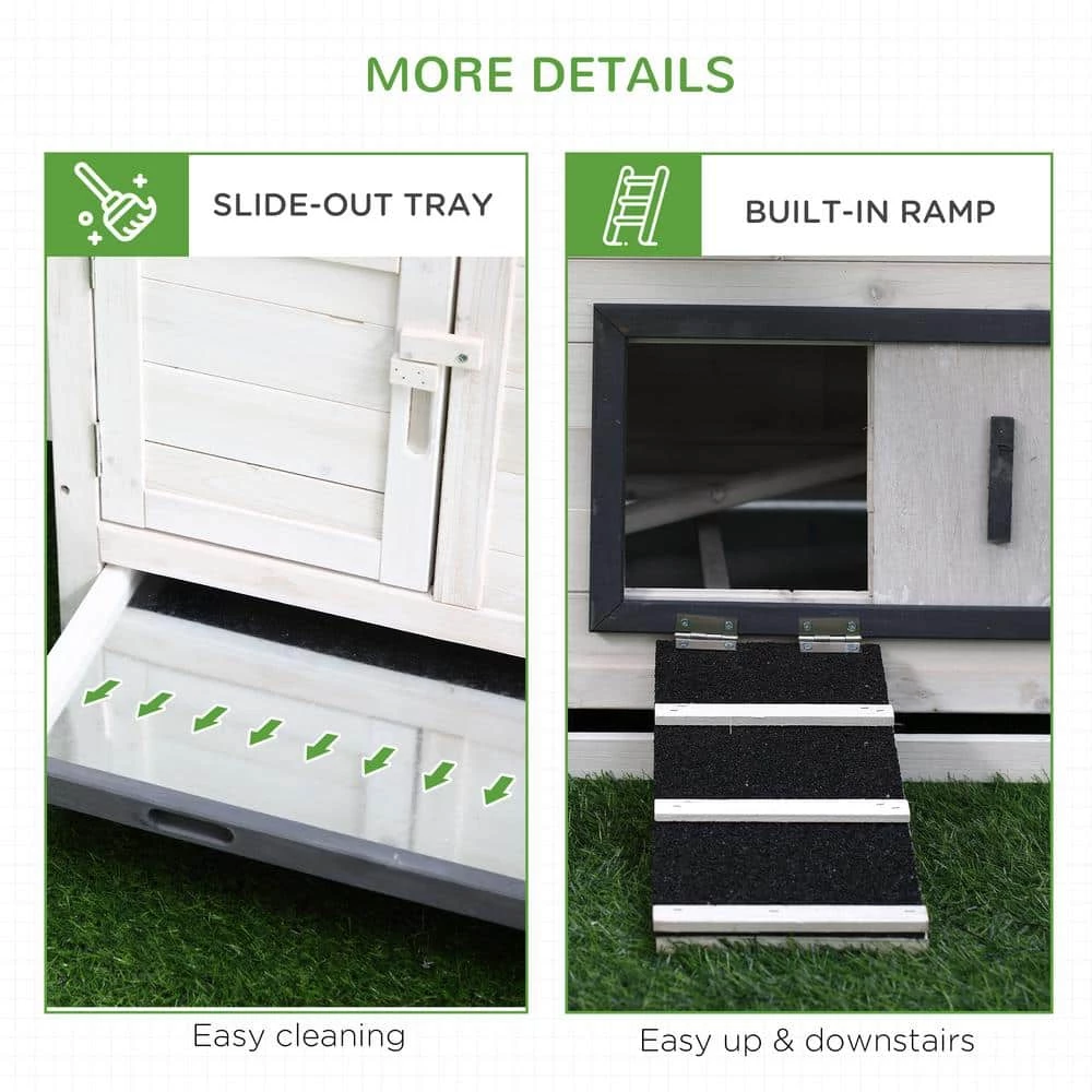 Grey and White Wooden 0.07-Acre In-Ground Poultry Cage with Nesting Box, Ramp, Run by PawHut 7 Grey and White Wooden 0.07-Acre In-Ground Poultry Cage with Nesting Box, Ramp, Run by PawHut - Image 7