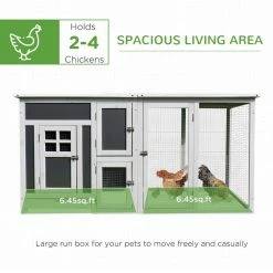 Grey and White Wooden 0.04-Acre In-Ground Poultry Cage PC Roof with Run Box by PawHut -Cheap Bird & Wildlife Supplies Store pawhut chicken coops d51 104 4f 1000