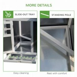 Grey and White Wooden 0.04-Acre In-Ground Poultry Cage PC Roof with Run Box by PawHut -Cheap Bird & Wildlife Supplies Store pawhut chicken coops d51 104 fa 1000