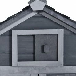 Grey Small Solid Wood In Ground Poultry Cage with 2 Doors, Nesting Box and Removable Tray by PawHut -Cheap Bird & Wildlife Supplies Store pawhut chicken coops d51 108gy 76 1000