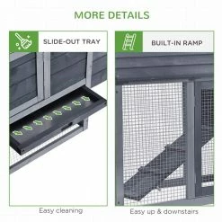 Grey Small Solid Wood In Ground Poultry Cage with 2 Doors, Nesting Box and Removable Tray by PawHut -Cheap Bird & Wildlife Supplies Store pawhut chicken coops d51 108gy fa 1000