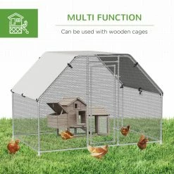 Silver Galvanized Metal 0.001-Acre In-Ground Walk-in Chicken Coop Cage with Cover by PawHut -Cheap Bird & Wildlife Supplies Store pawhut chicken coops d51 115 1f 1000