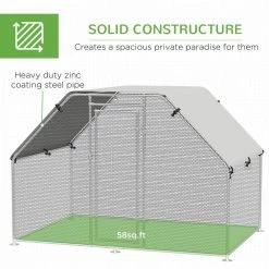 Silver Galvanized Metal 0.001-Acre In-Ground Walk-in Chicken Coop Cage with Cover by PawHut -Cheap Bird & Wildlife Supplies Store pawhut chicken coops d51 115 44 1000