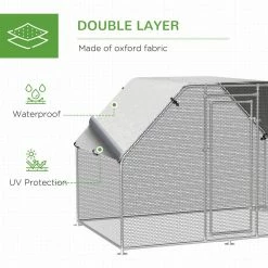 Silver Galvanized Metal 0.001-Acre In-Ground Walk-in Chicken Coop Cage with Cover by PawHut -Cheap Bird & Wildlife Supplies Store pawhut chicken coops d51 115 4f 1000