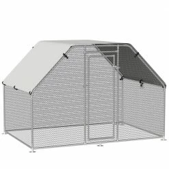 Silver Galvanized Metal 0.001-Acre In-Ground Walk-in Chicken Coop Cage with Cover by PawHut