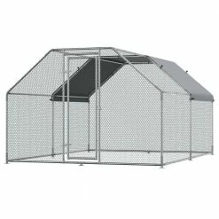 Silver Galvanized Metal 0.002-Acre In-Ground Walk-in Chicken Coop Cage with Cover by PawHut