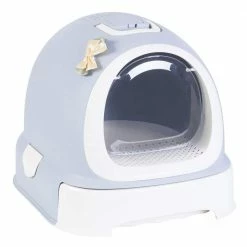 Fully Enclosed Hooded Litter Pan with Front Entry Odor Close Door, Cat Litter Scoop Included by PAWSMARK