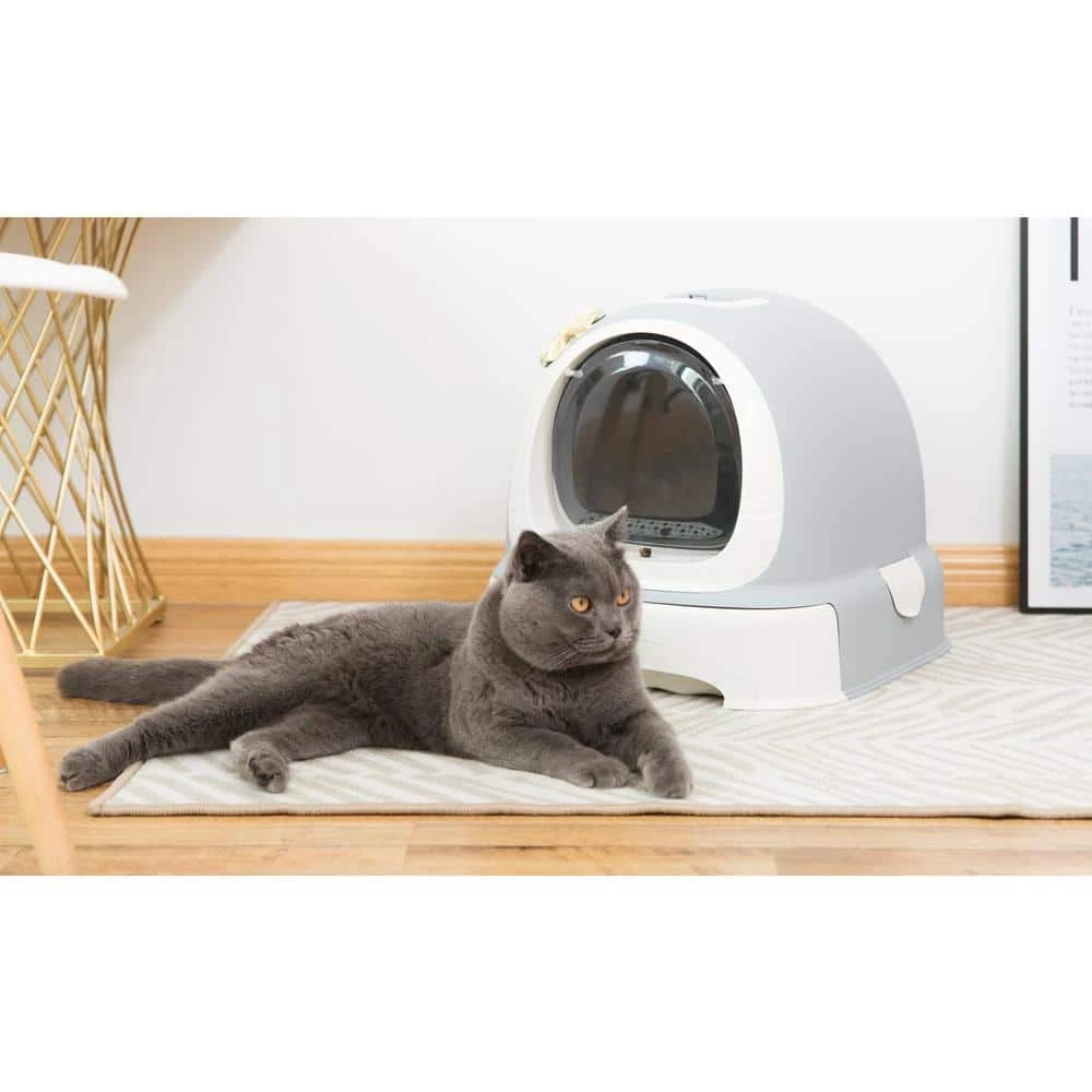 Fully Enclosed Hooded Litter Pan with Front Entry Odor Close Door, Cat Litter Scoop Included by PAWSMARK 4 Fully Enclosed Hooded Litter Pan with Front Entry Odor Close Door, Cat Litter Scoop Included by PAWSMARK - Image 4