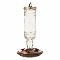 Clear Antique Bottle Decorative Glass Hummingbird Feeder - 10 oz. Capacity by Perky-Pet