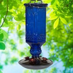 Blue Antique Square Decorative Glass Hummingbird Feeder - 16 oz. Capacity by Perky-Pet -Cheap Bird & Wildlife Supplies Store perky pet bird feeders 8117 2 44 1000