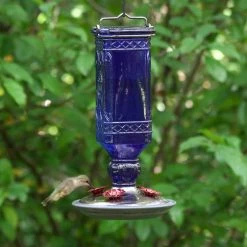 Blue Antique Square Decorative Glass Hummingbird Feeder - 16 oz. Capacity by Perky-Pet -Cheap Bird & Wildlife Supplies Store perky pet bird feeders 8117 2 4f 1000