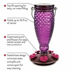 Diamond Wine Top-Fill Decorative Glass Hummingbird Feeder - 24 oz. Capacity by Perky-Pet -Cheap Bird & Wildlife Supplies Store perky pet bird feeders 9102 2 66 1000