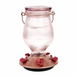 Rose Gold Top-Fill Decorative Glass Hummingbird Feeder - 24 oz. Capacity by Perky-Pet