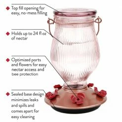 Rose Gold Top-Fill Decorative Glass Hummingbird Feeder - 24 oz. Capacity by Perky-Pet 13 Rose Gold Top-Fill Decorative Glass Hummingbird Feeder - 24 oz. Capacity by Perky-Pet -Cheap Bird & Wildlife Supplies Store perky pet bird feeders 9104 2 66 1000