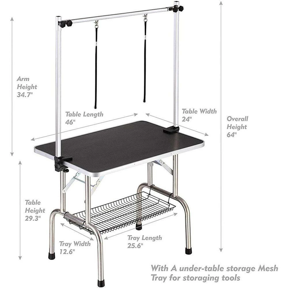 Black 46 in. x 24 in. Professional Dog Pet Grooming Table Large Adjustable Heavy Duty Portable w/Arm & Noose & Mesh Tray by Tatayosi 7 Black 46 in. x 24 in. Professional Dog Pet Grooming Table Large Adjustable Heavy Duty Portable w/Arm & Noose & Mesh Tray by Tatayosi - Image 7