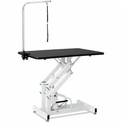 Black White 42.50 in. x 23.60 in. Hydraulic Dog Pet Grooming Table Heavy-Duty Big Size Z-Lift Pet Grooming Table by Tatayosi