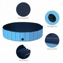 55 in. Round PVC Pet Pool in Blue Foldable Portable Bathing Tub Pool for Dogs Cats and Kids by WELLFOR -Cheap Bird & Wildlife Supplies Store pet baths ps hwy 0071bl 4f 1000