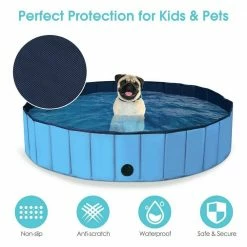 55 in. Round PVC Pet Pool in Blue Foldable Portable Bathing Tub Pool for Dogs Cats and Kids by WELLFOR -Cheap Bird & Wildlife Supplies Store pet baths ps hwy 0071bl 76 1000