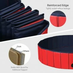 55 in. Round PVC Pet Pool in Red Foldable Portable Bathing Tub Pool for Dogs Cats and Kids by WELLFOR -Cheap Bird & Wildlife Supplies Store pet baths ps hwy 0071re 44 1000