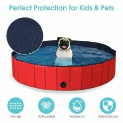 55 in. Round PVC Pet Pool in Red Foldable Portable Bathing Tub Pool for Dogs Cats and Kids by WELLFOR -Cheap Bird & Wildlife Supplies Store pet baths ps hwy 0071re 76 1000