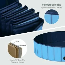 63 in. Round PVC Pet Pool in Blue Foldable Portable Bathing Tub Pool for Dogs Cats and Kids by WELLFOR -Cheap Bird & Wildlife Supplies Store pet baths ps hwy 0148bl 44 1000