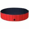 63 in. Round PVC Pet Pool in Red Foldable Portable Bathing Tub Pool for Dogs Cats and Kids by WELLFOR