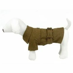 Small Static Olive Green Galore Back-Buckled Fashion Wool Dog Coat by PET LIFE