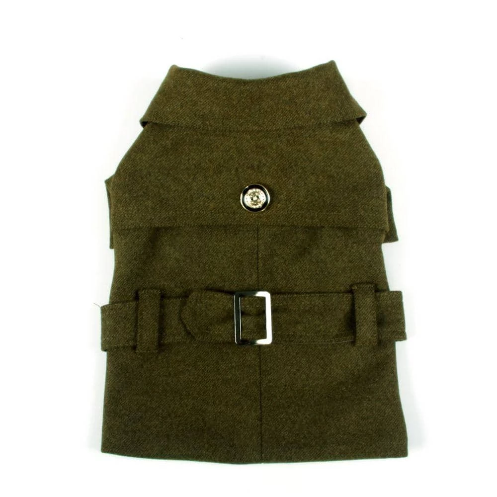 Small Static Olive Green Galore Back-Buckled Fashion Wool Dog Coat by PET LIFE 2 Small Static Olive Green Galore Back-Buckled Fashion Wool Dog Coat by PET LIFE - Image 2