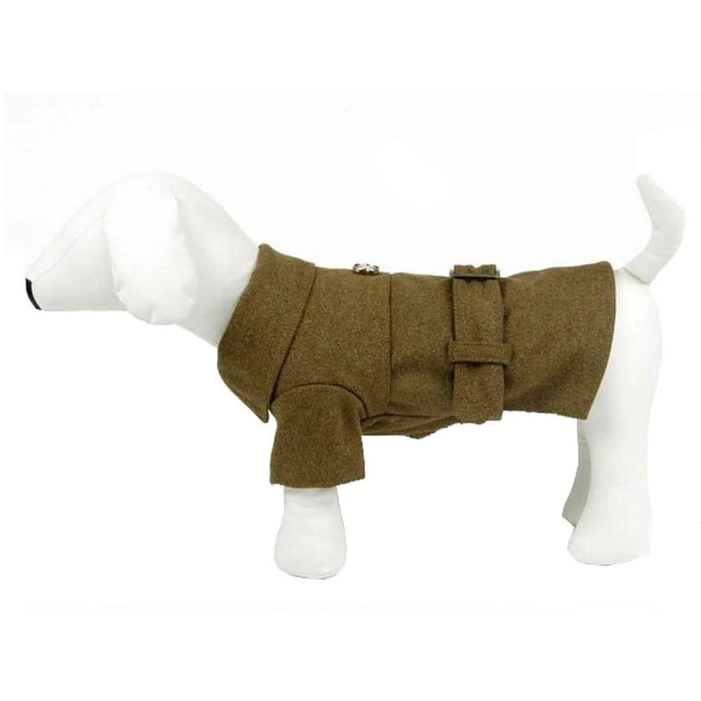 X-Small Static Olive Green Galore Back-Buckled Fashion Wool Dog Coat by PET LIFE 1 X-Small Static Olive Green Galore Back-Buckled Fashion Wool Dog Coat by PET LIFE
