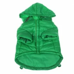 Medium Fresh Green Lightweight Adjustable Sporty Avalanche Dog Coat with Removable Pop Out Collared Hood by PET LIFE