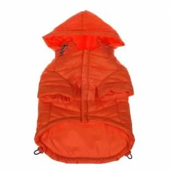 X-Large Burst Orange Lightweight Adjustable Sporty Avalanche Dog Coat with Removable Pop Out Collared Hood by PET LIFE