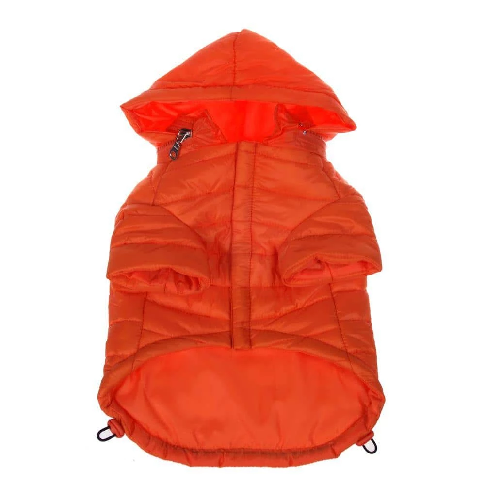 X-Small Burst Orange Lightweight Adjustable Sporty Avalanche Dog Coat with Removable Pop Out Collared Hood by PET LIFE 1 X-Small Burst Orange Lightweight Adjustable Sporty Avalanche Dog Coat with Removable Pop Out Collared Hood by PET LIFE