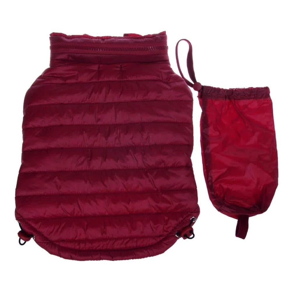Medium Burgundy Red Lightweight Adjustable Sporty Avalanche Dog Coat with Removable Pop Out Collared Hood by PET LIFE 3 Medium Burgundy Red Lightweight Adjustable Sporty Avalanche Dog Coat with Removable Pop Out Collared Hood by PET LIFE - Image 3
