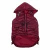 X-Small Burgundy Red Lightweight Adjustable Sporty Avalanche Dog Coat with Removable Pop Out Collared Hood by PET LIFE