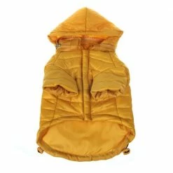 Large Sporty Mustard Lightweight Adjustable Sporty Avalanche Dog Coat with Removable Pop Out Collared Hood by PET LIFE