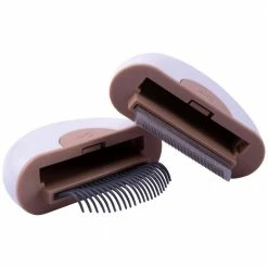 Lynx 2-in-1 Travel Small Connecting Grooming Pet Comb and Deshedder in Brown by PET LIFE