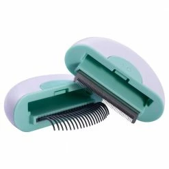 Lynx 2-in-1 Travel Small Connecting Grooming Pet Comb and Deshedder in Green by PET LIFE