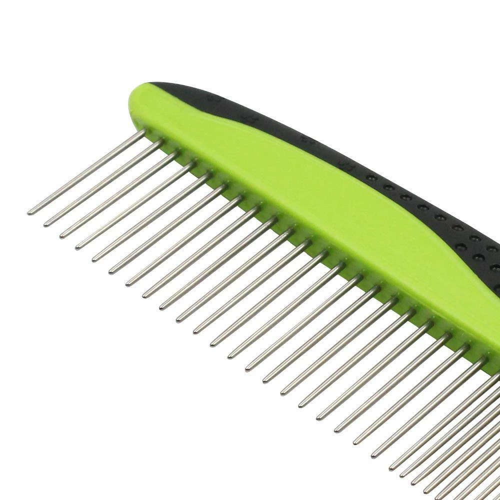 Grip Ease Wide and Narrow Tooth Grooming Pet Comb Green by PET LIFE 4 Grip Ease Wide and Narrow Tooth Grooming Pet Comb Green by PET LIFE - Image 4