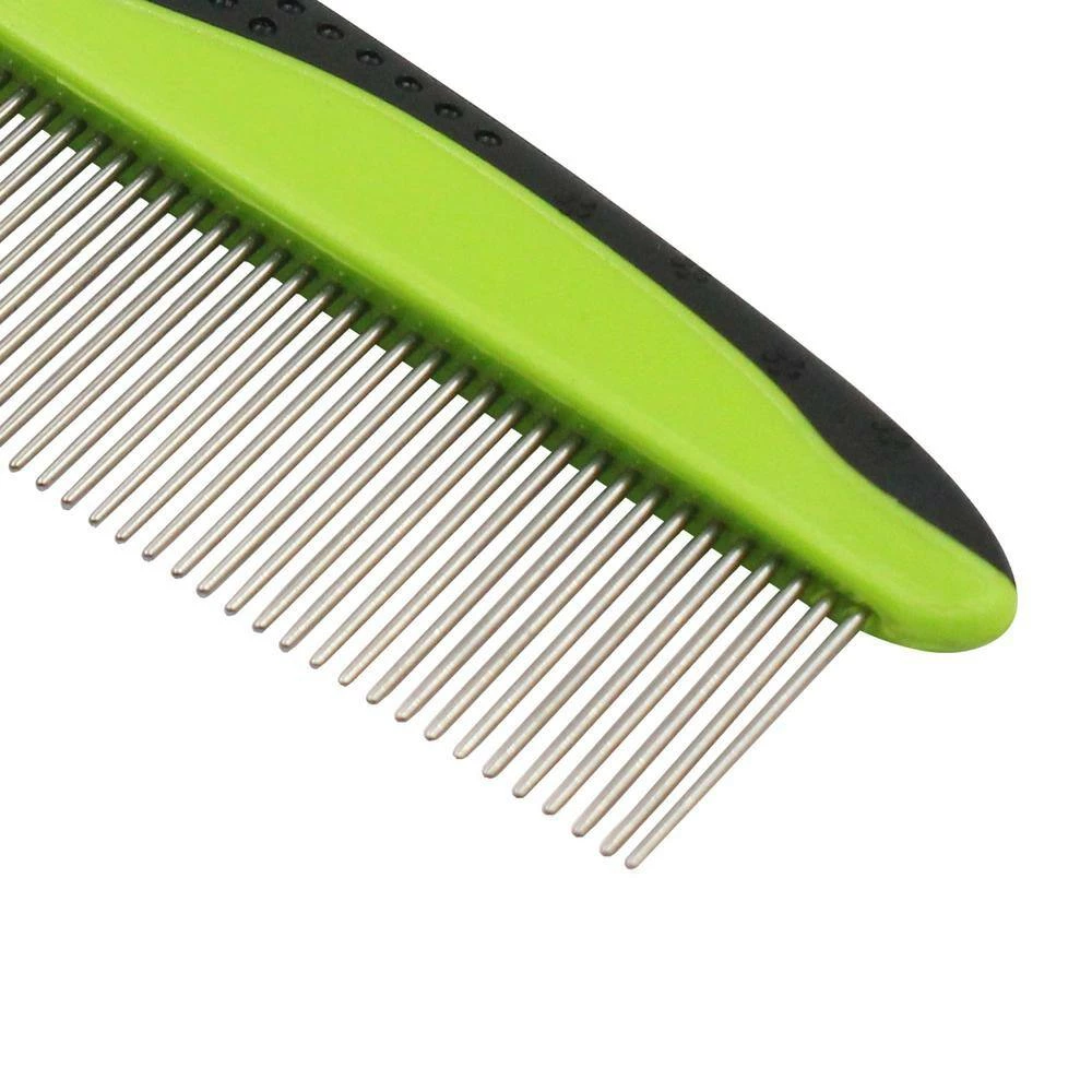 Grip Ease Wide and Narrow Tooth Grooming Pet Comb Green by PET LIFE 3 Grip Ease Wide and Narrow Tooth Grooming Pet Comb Green by PET LIFE - Image 3