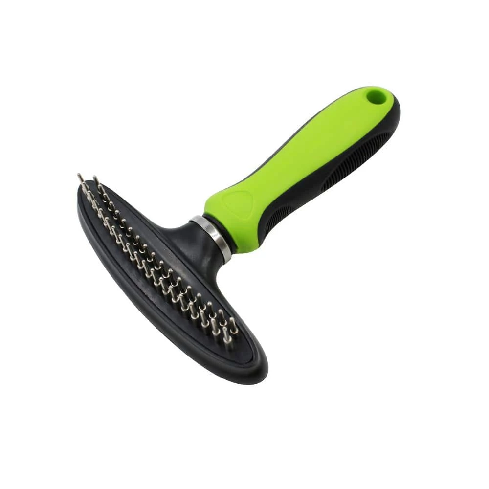 Flex Series Dual-Row Grooming Rake Pet Comb Green by PET LIFE 1 Flex Series Dual-Row Grooming Rake Pet Comb Green by PET LIFE