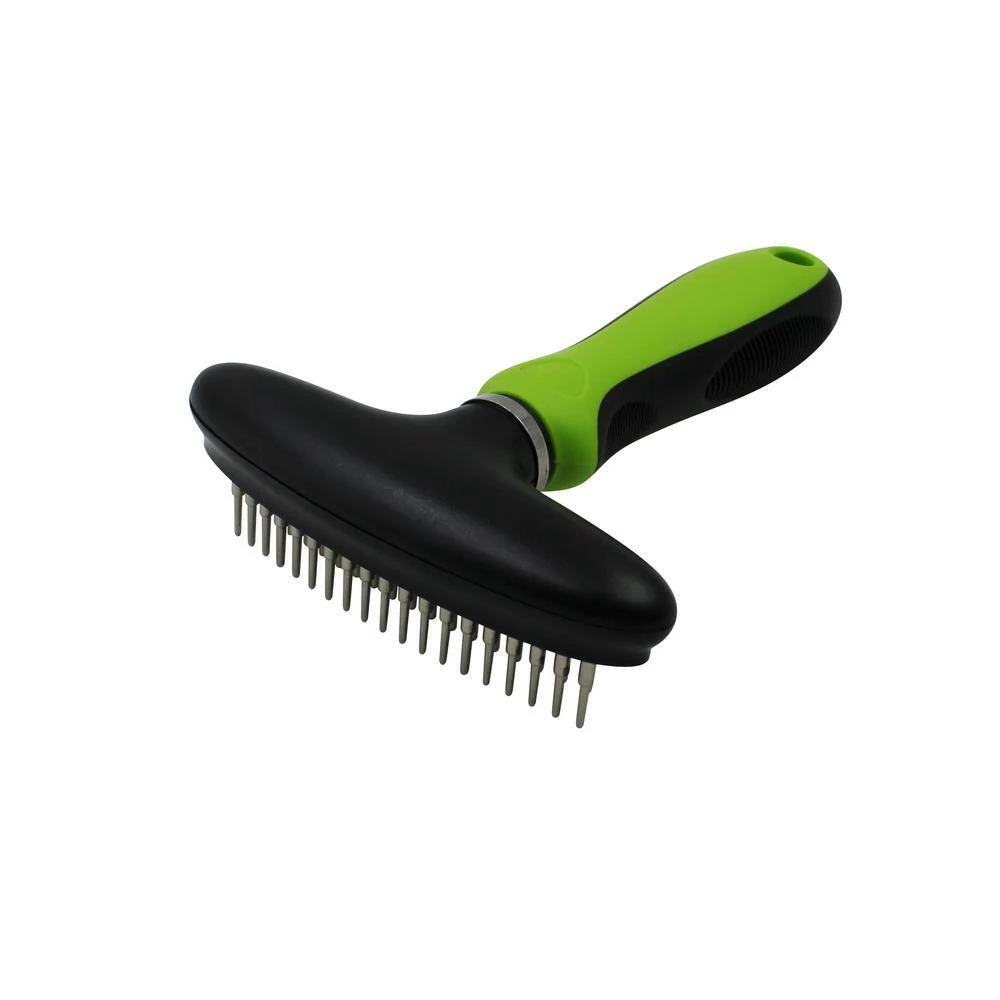 Flex Series Dual-Row Grooming Rake Pet Comb Green by PET LIFE 2 Flex Series Dual-Row Grooming Rake Pet Comb Green by PET LIFE - Image 2