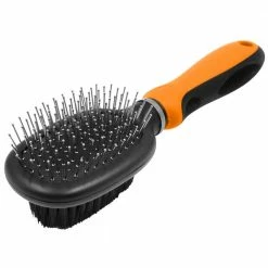 Flex Series 2-in-1 Dual-Sided Pin and Bristle Grooming Pet Brush Orange by PET LIFE
